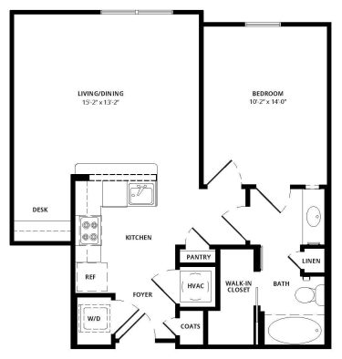 the floor plan for the a1 apartment at The Steelyard Apartments