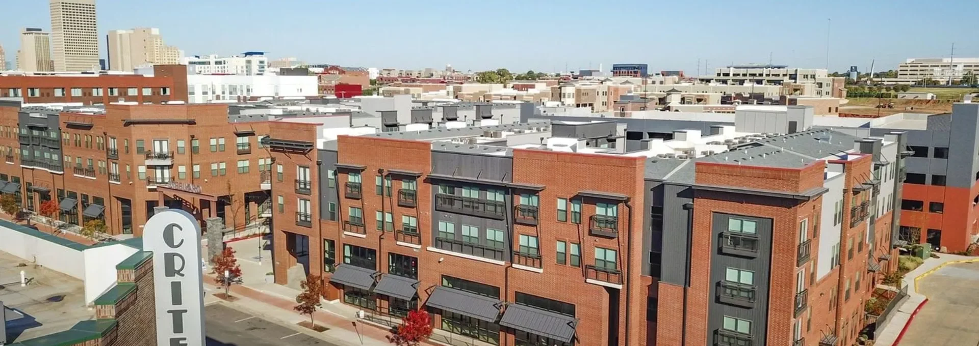 the view of a city street from a high rise at The Steelyard Apartments