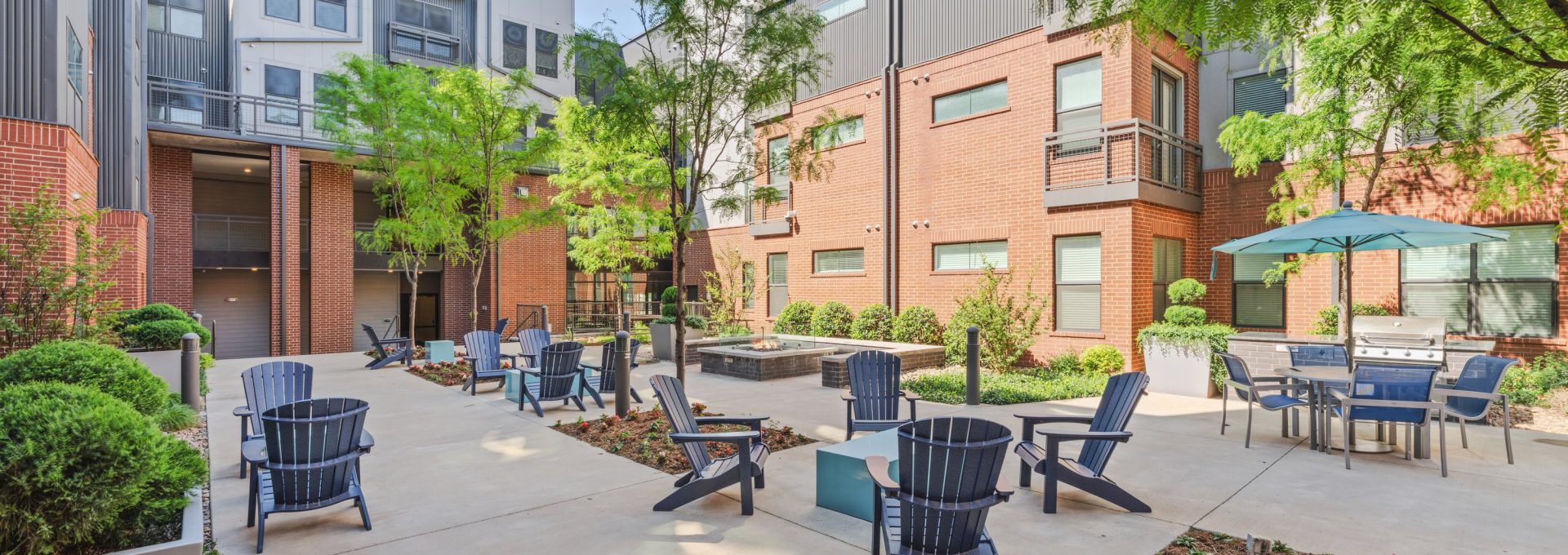 the courtyard at The Steelyard Apartments