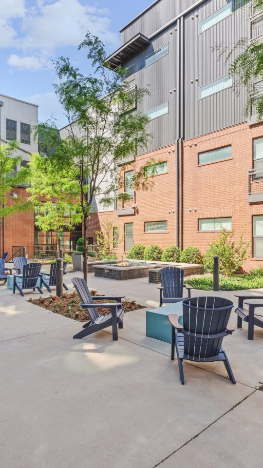 the courtyard at The Steelyard Apartments